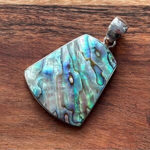 Large Sterling Silver Abalone Shell Pendant